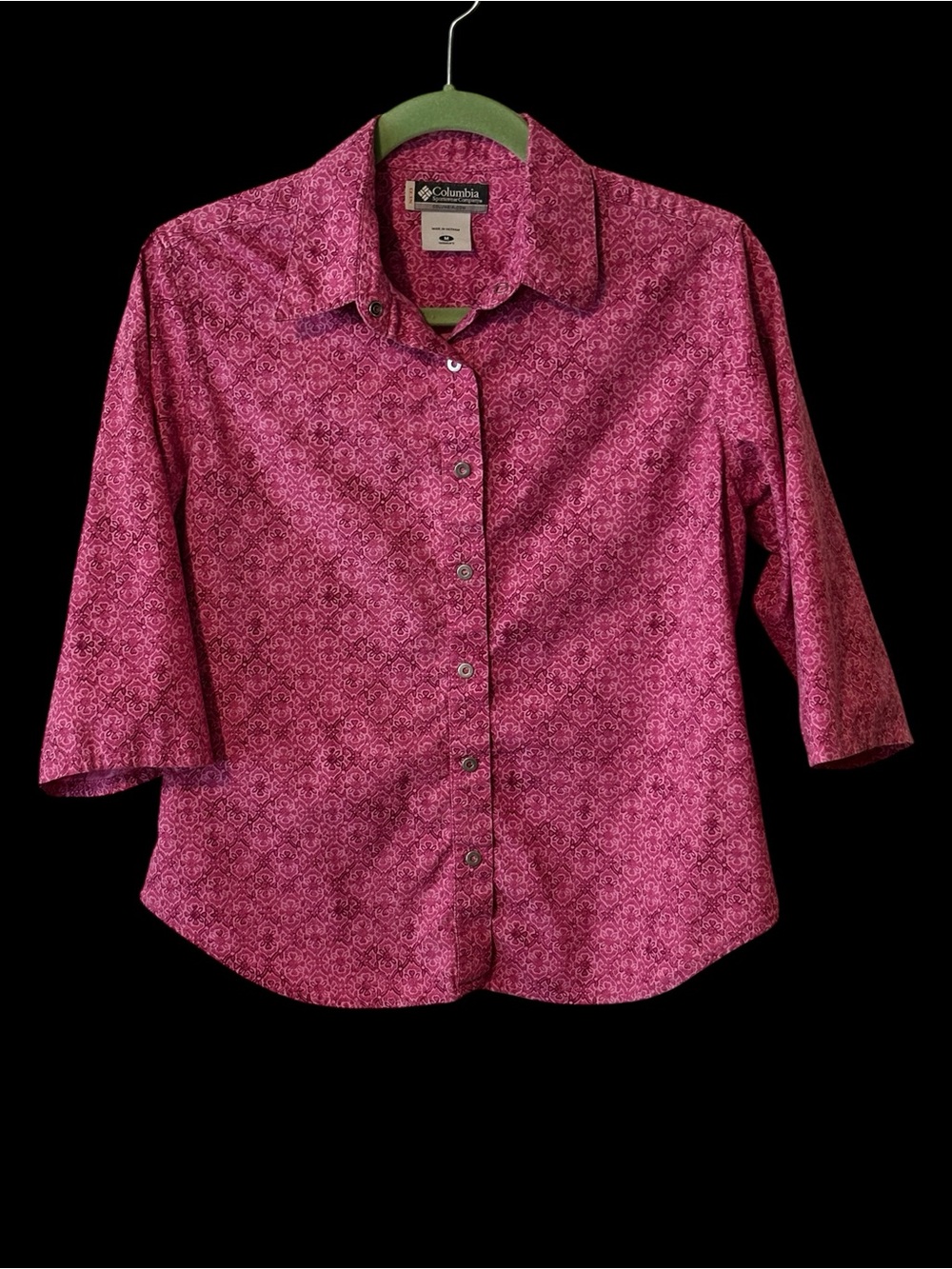 Columbia Magenta Printed Snap-Down Shirt